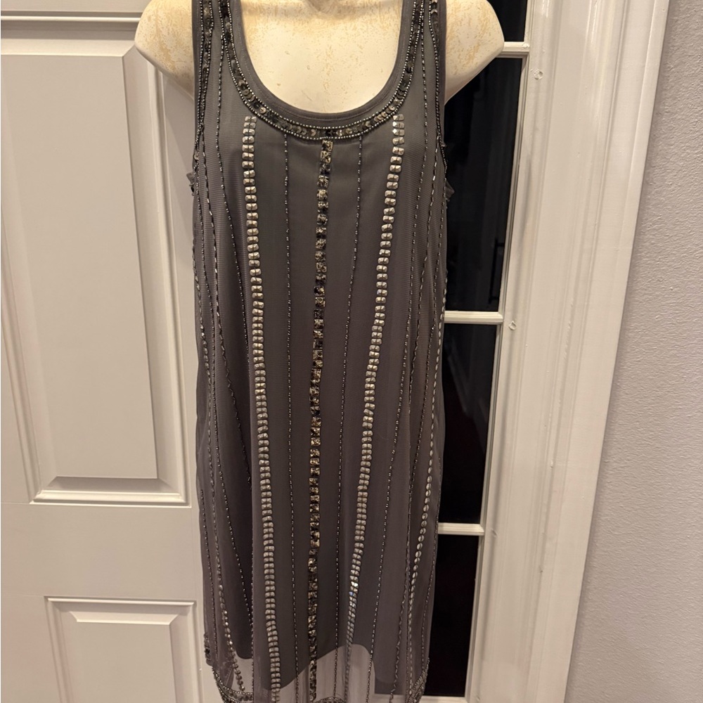 Angie Black Embellished Evening Shift